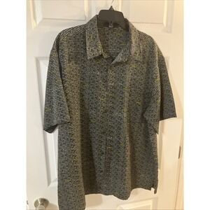 Vintage Marithe Francois Girbaud All Over Print Button Shirt Mens XL Black Y2K